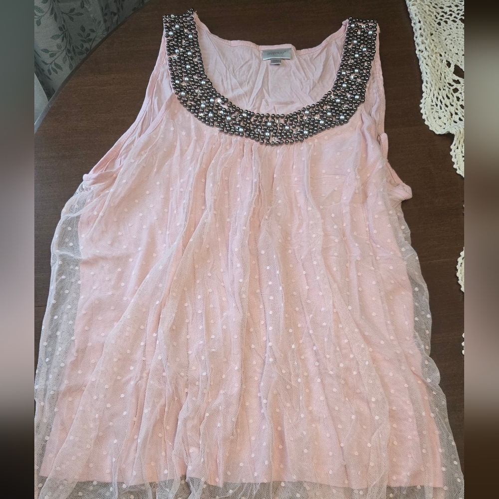 *SALE* Avenue 22/24 Embellished Pink Sleeveless Top